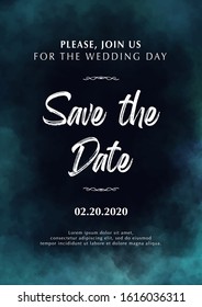 Wedding Invitation. Save the Date. Poster with cloudy background