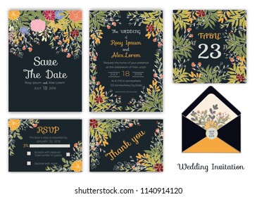 Wedding invitation , Save the date, RSVP card, Thank you card, Table number, Gift tags, Place cards, Respond card. 