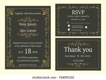 wedding invitation save date rsvp card stock vector royalty free