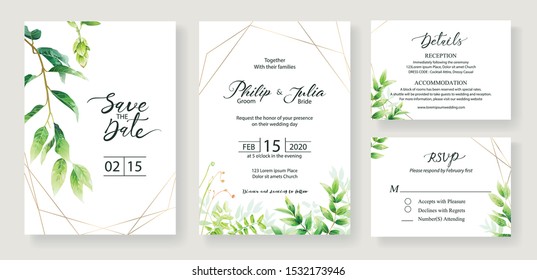 Wedding Invitation Save Date Thank You Stock Vector (Royalty Free ...