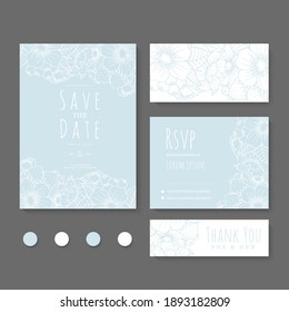 Wedding Invitation, Save The Date, Thank You, Rsvp Card Design Template. Vector.