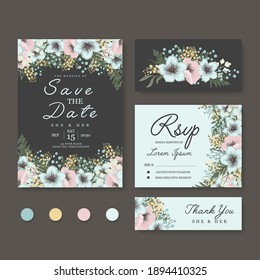 Wedding Invitation, Save The Date, Thank You, Rsvp Card Design Template. Vector.