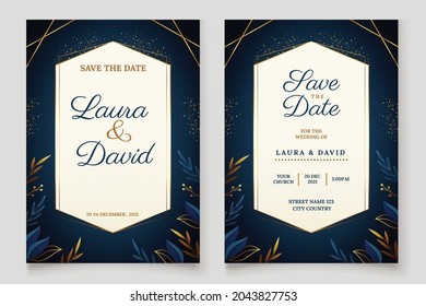 Wedding Invitation, save the date, thank you, rsvp card modern card Design Vector template