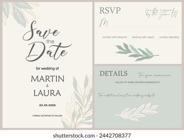 Wedding Invitation, save the date vector set.