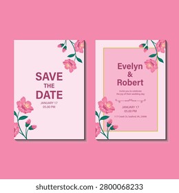 Wedding invitation set with abstract and pink flower watercolor background, elegant floral Matrimony invitation template, romantic pink wedding card design, watercolor Nuptials stationery, printable invitation suite, modern Nuptials  Bid, editable Nuptials template, luxury floral invite, pastel Nuptials card, bridal shower Bid design, custom Matrimony stationery.
