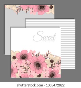 Wedding invitation set. Beautiful blooming flowers. Vintage greeting card. Frame.