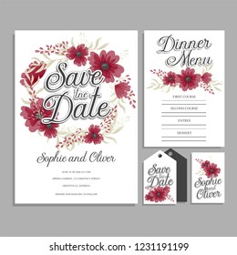 Wedding invitation set with colorful flower.