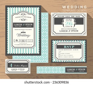 wedding invitation set design Template Vector place card response card save the date card