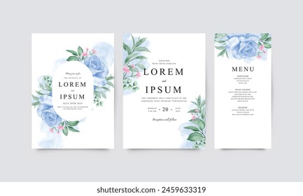 Hochzeit Einladung Set Vorlage mit minimalistischen Aquarellfloralen