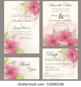 Wedding invitation set (wedding invitation, thank you card, save the date card, RSVP card)