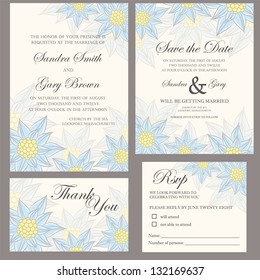 Wedding invitation set (thank you card, save the date card, RSVP card)