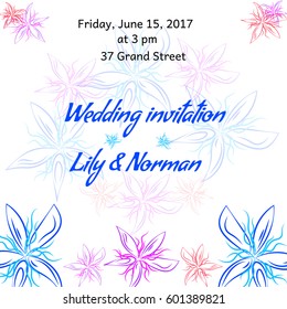 Wedding invitation with simple flower, vector, EPS 10