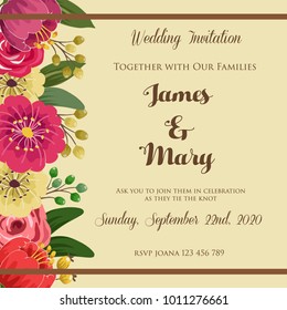 wedding invitation with spring flower
