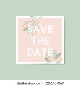 Wedding invitation square card template vector