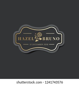 Etiqueta adhesiva de invitación de matrimonio en vector negro