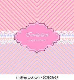 Wedding Invitation, Striped Background, Vector Version