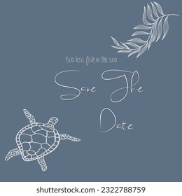 Wedding Invitation Summer Beach Blue Sea Save The Date