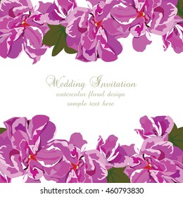 Wedding Invitation with Summer colorful Flowers Vector