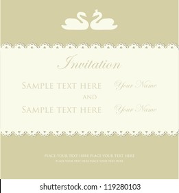 Wedding invitation with swan couple