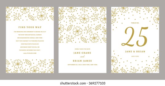 Wedding Invitation with table number, save the date and menu design