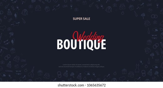 Wedding Invitation tamplate with doodle elements on a background. Save the date card. Vector illustration