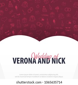 Wedding Invitation tamplate with doodle elements on a background. Save the date card. Vector illustration
