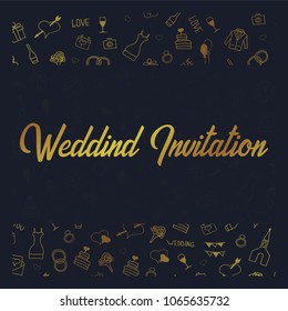 Wedding Invitation tamplate with doodle elements on a background. Save the date card. Vector illustration