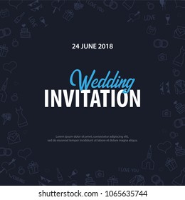 Wedding Invitation tamplate with doodle elements on a background. Save the date card. Vector illustration