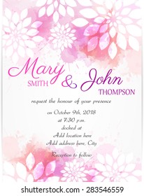 Wedding invitation template with abstract floral elements