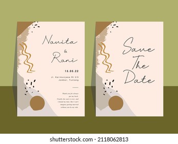 wedding invitation template with abstract style
