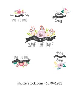 wedding invitation template and banner set