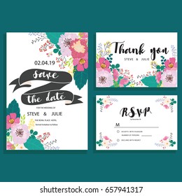 wedding invitation template and banner set