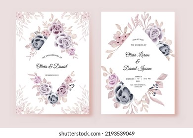 wedding invitation template with beautiful flower rose