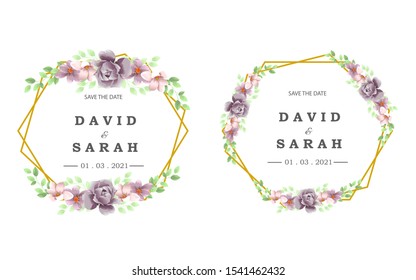 wedding invitation template with beautiful flowers