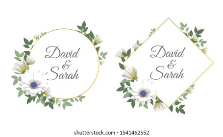 wedding invitation template with beautiful flowers