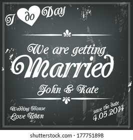 Wedding invitation template black card vector