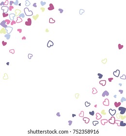 Wedding invitation template border. Vector flying hearts border confetti with place for text. Valentine's day banner or card frame. Romantic border with hearts confetti flying for invitation card.