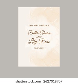 Wedding Invitation Template with Brown Floral Watercolor