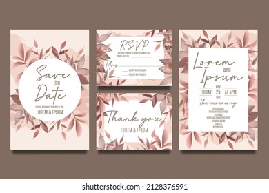 Hochzeitseinladung mit braunen Blättern