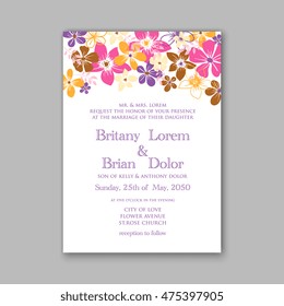 Wedding invitation template or card with tropical floral background Greeting postcard in grunge retro vector Elegance pattern  flower rose illustration vintage chrysanthemum Valentine day Luau Aloha