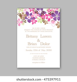 Wedding invitation template or card with tropical floral background Greeting postcard in grunge retro vector Elegance pattern  flower rose illustration vintage chrysanthemum Valentine day Luau Aloha