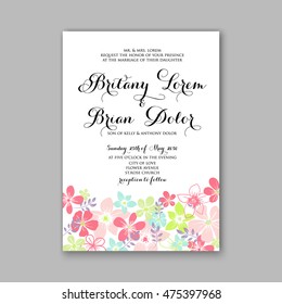 Wedding invitation template or card with tropical floral background Greeting postcard in grunge retro vector Elegance pattern  flower rose illustration vintage chrysanthemum Valentine day Luau Aloha
