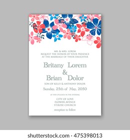 Wedding invitation template or card with tropical floral background Greeting postcard in grunge retro vector Elegance pattern  flower rose illustration vintage chrysanthemum Valentine day Luau Aloha