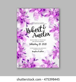Wedding invitation template or card with tropical floral background Greeting postcard in grunge retro vector Elegance pattern  flower rose illustration vintage chrysanthemum Valentine day Luau Aloha