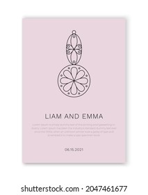 Einladungsvorlage für Hochzeiten, Karten in zarter rosa Farbe und dünner Linie, Zierbezug