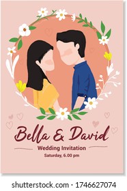 Wedding Invitation Template. Couple Illustration.