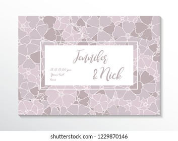 Wedding invitation template. Cover design with gray floral ornaments. Vector traditional decorative backgrounds