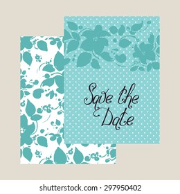 Wedding invitation template with cute silhouette of flowers