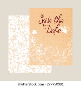 wedding invitation template with cute wreath with flowers