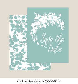 wedding invitation template with cute wreath with flowers